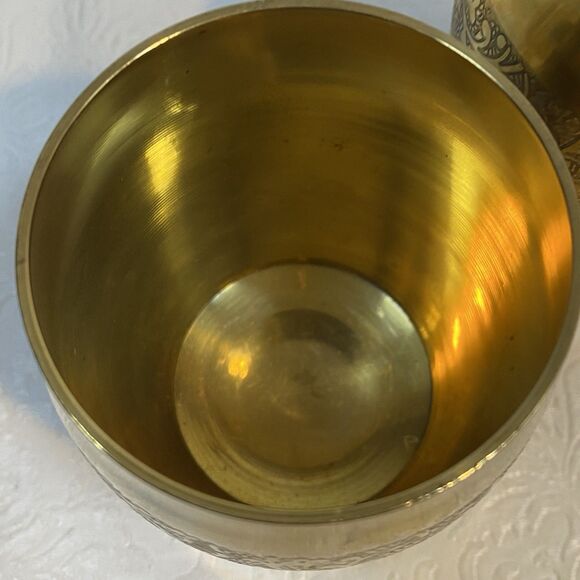 2 Indian Art Villa Decorative Brass Cups - Picture 6 of 14